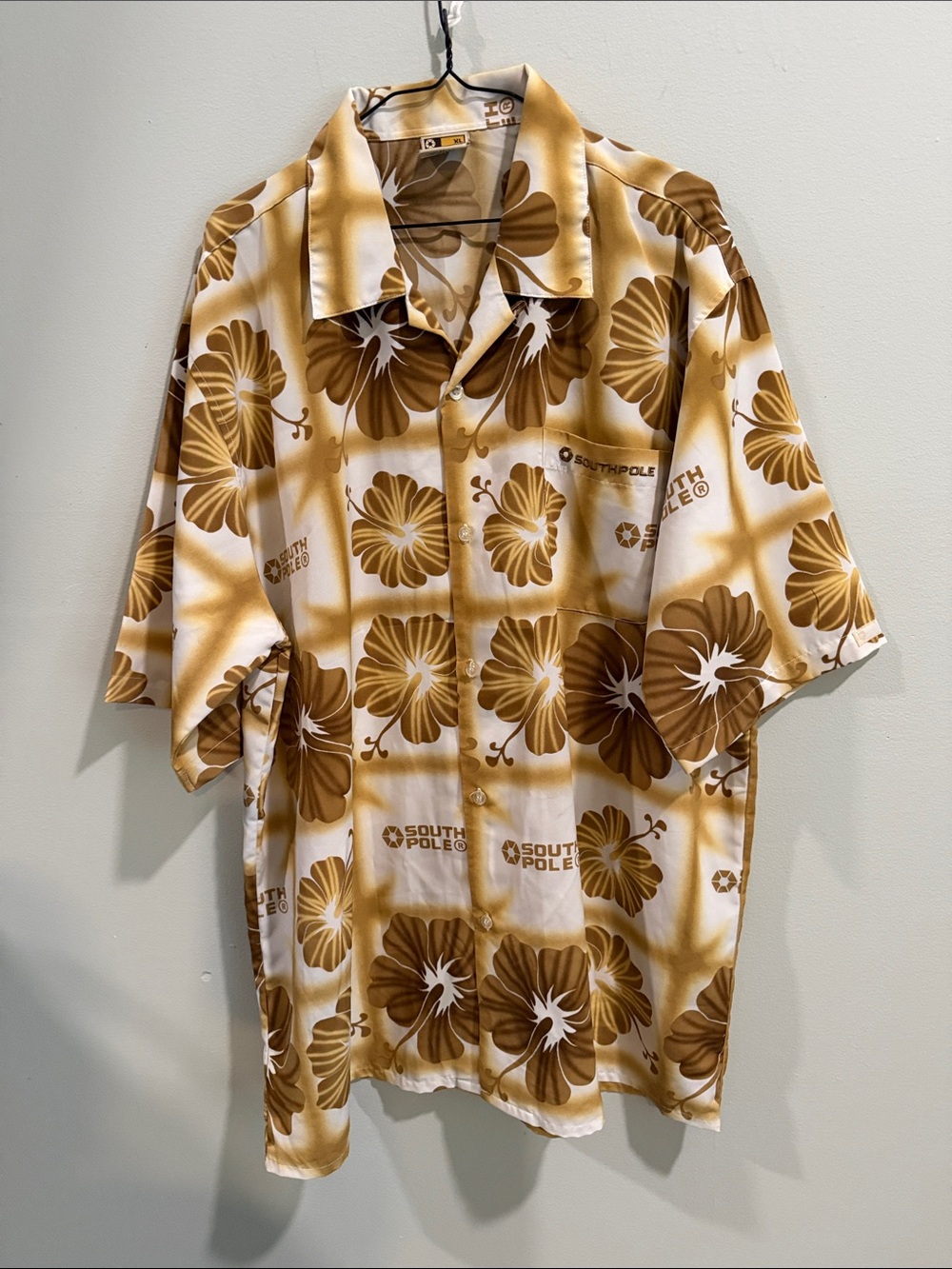 South Pole Men's Brown, Hold  & White Floral Button-Up Shirt